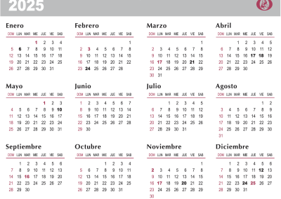 Calendario de bolsillo 2025 interior