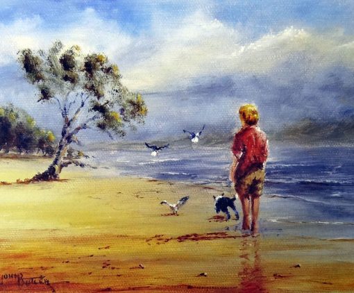 Grabado Niño en la playa 25/25