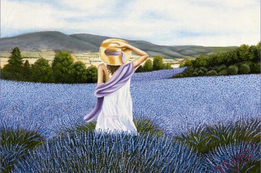“Campo de lavanda” Rogelio Robles Torres / pintor con la boca