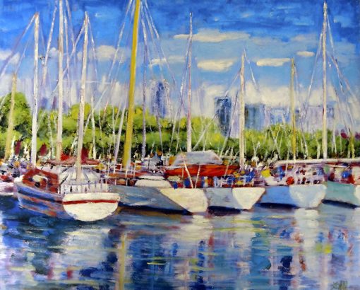 Grabado Muelle con veleros 22/25