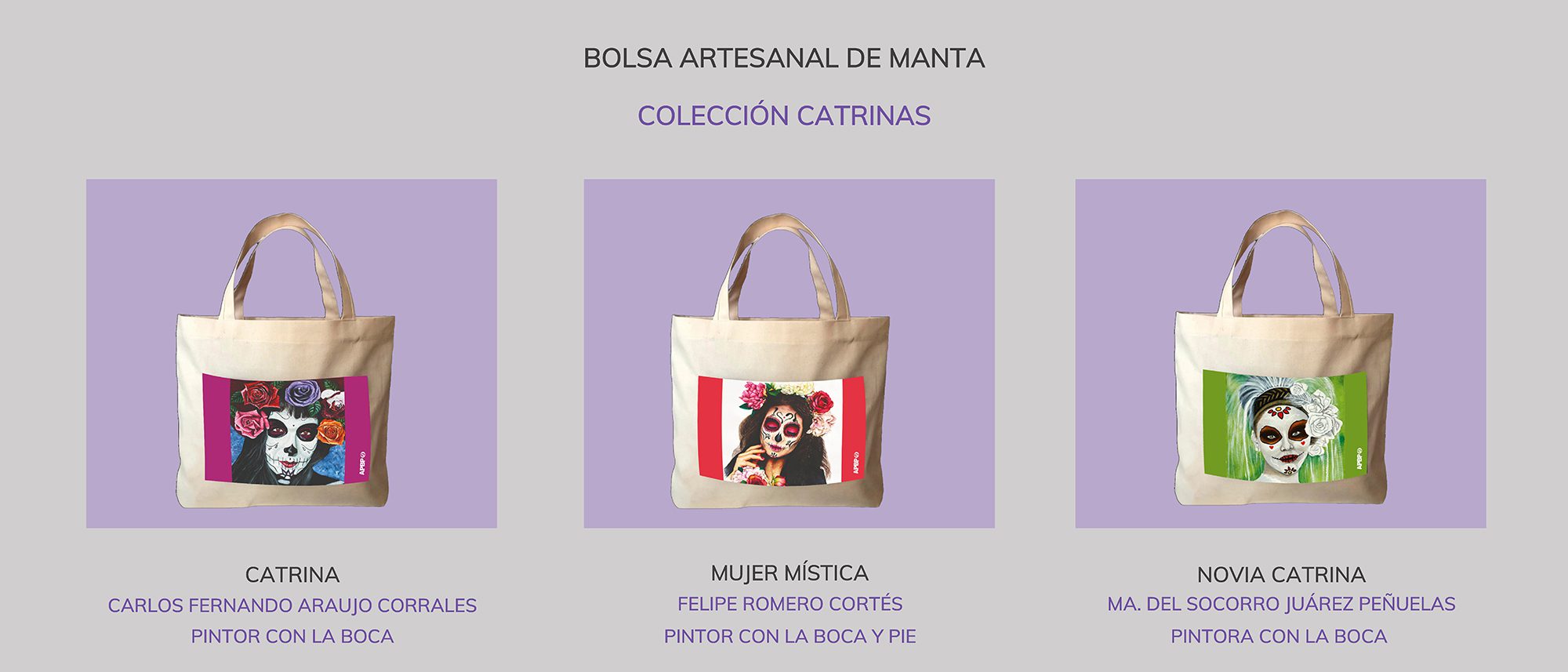 Bolsa artesanal de manta - Colección Catrinas