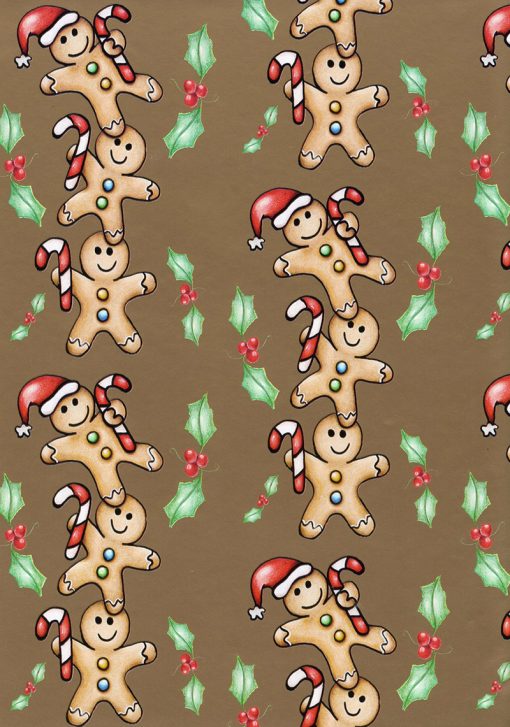 Papel para envolver regalos de Navidad Galletas de Jengibre - Imagen 3
