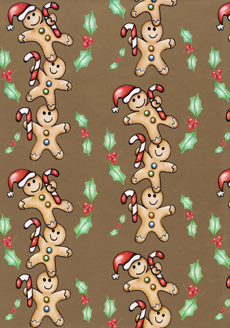 Papel para envolver regalos de Navidad Galletas de Jengibre - Imagen 3